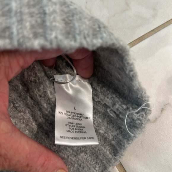 Pink Rose Gray Cowl Neck Cable Knit Sweater - Picture 3 of 5